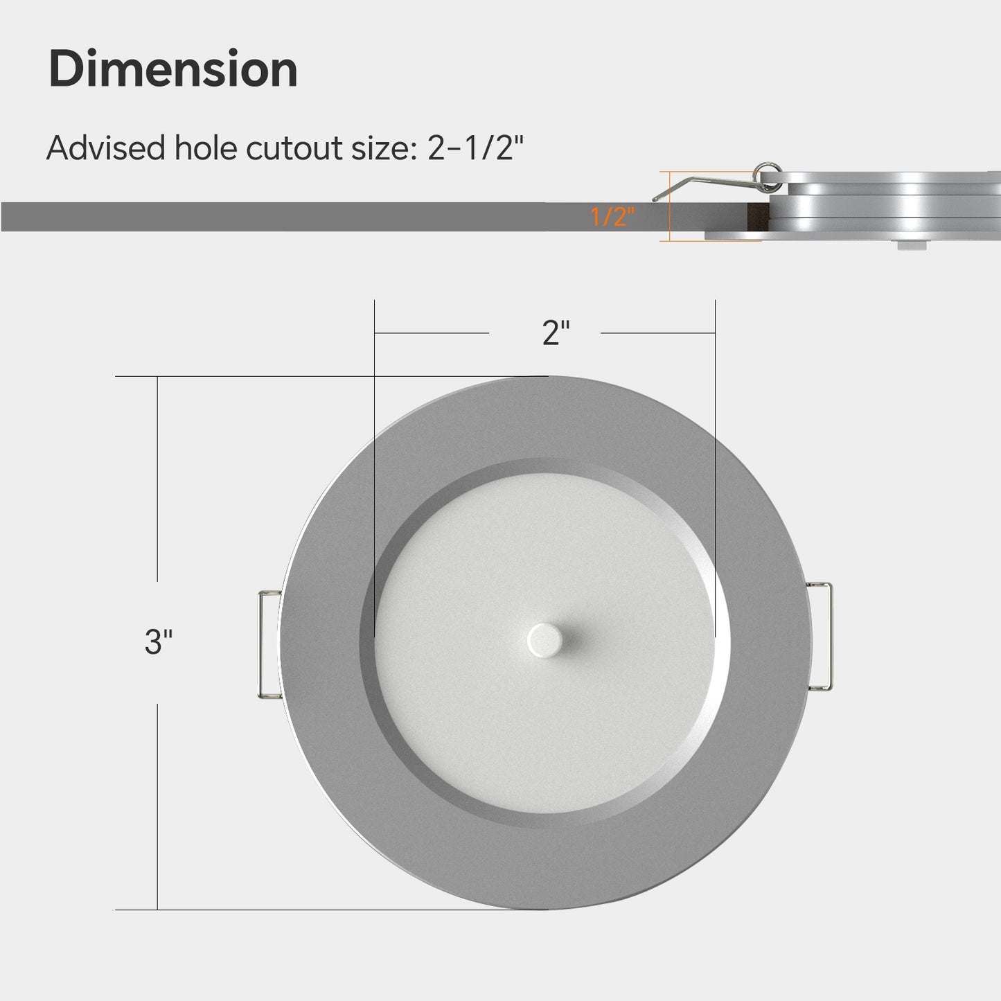 RV 12V Bi-color LED Puck Light, Recessed Mount with Integral Switch for Under Cabinet Lighting, 3” 3W Dual Color