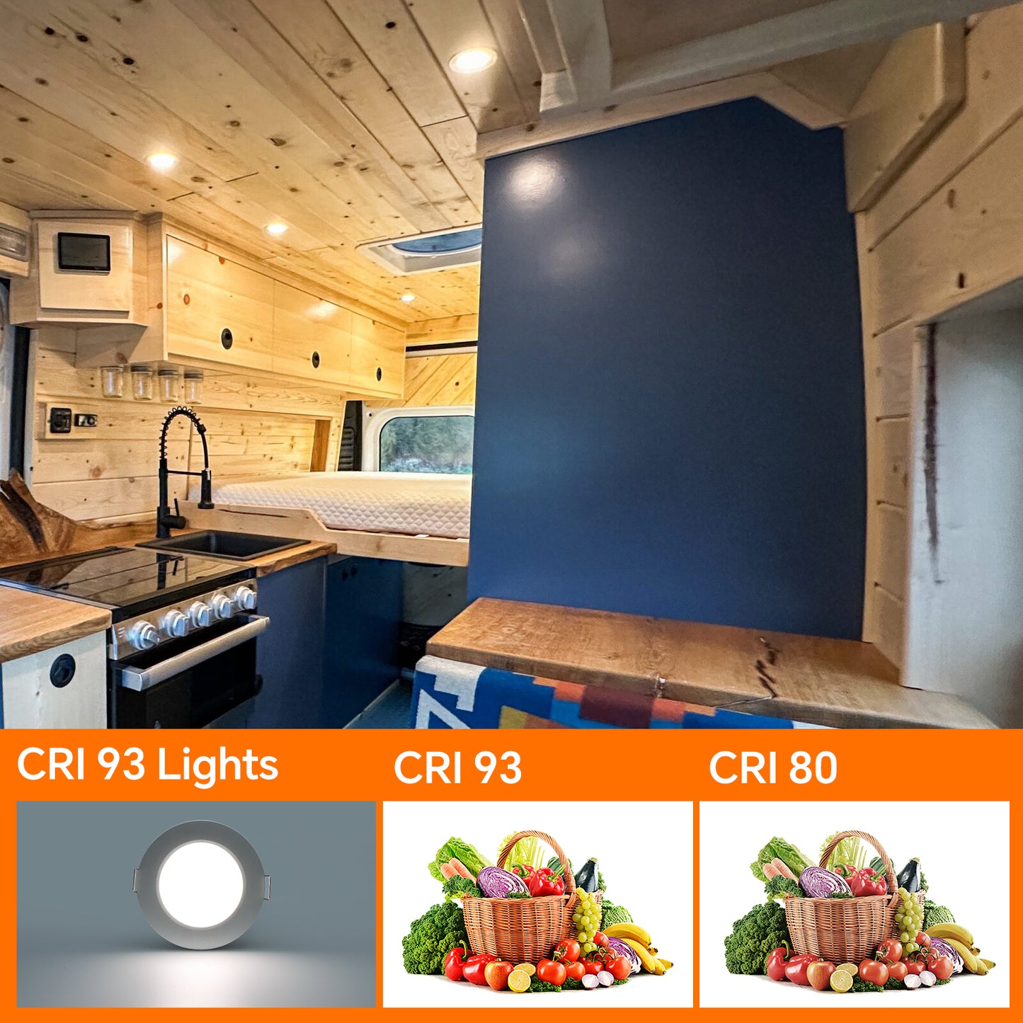 RV 12V Bi-color LED Puck Light, Recessed Mount with Integral Switch for Under Cabinet Lighting, 3” 3W Dual Color