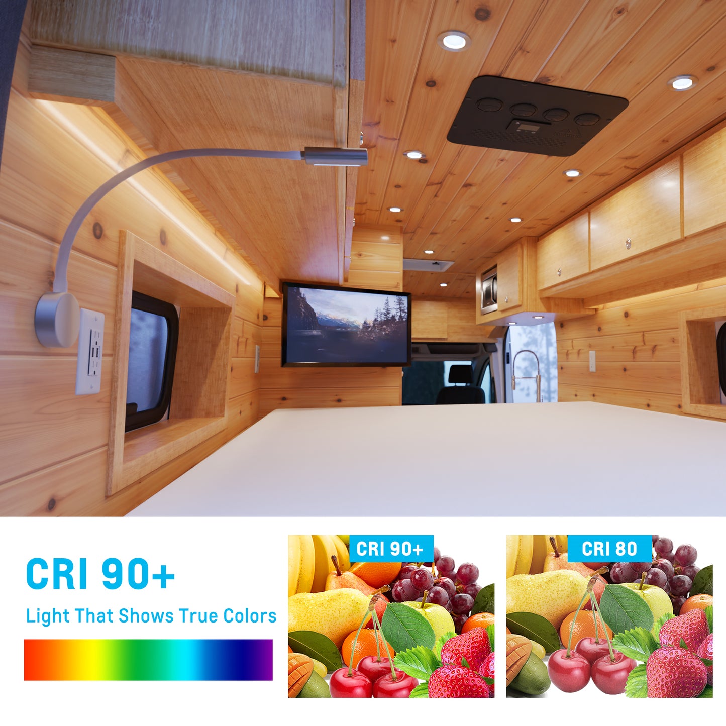 12V LED Reading Light RV Boat LED Inbuilt USB Charger & Red Night Light Flexible Gooseneck Wall Lamp for Caravan Boat, 4000K Hard-wired