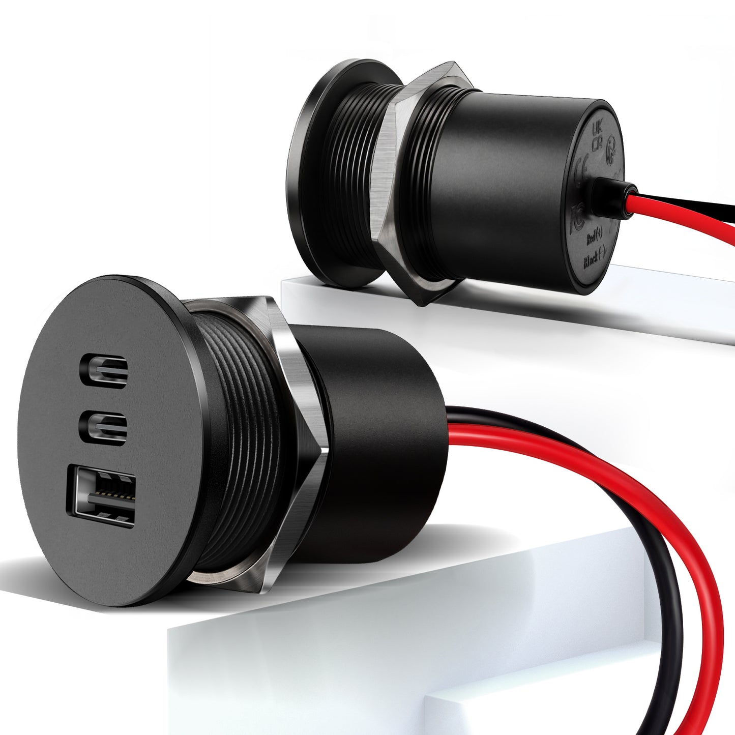 USB C Socket 12V Outlet Aluminum, Dual 20W PD3.0 Type-C & 18W QC3.0, Multi Port Fast Charging for Camper Trailer Truck Boat