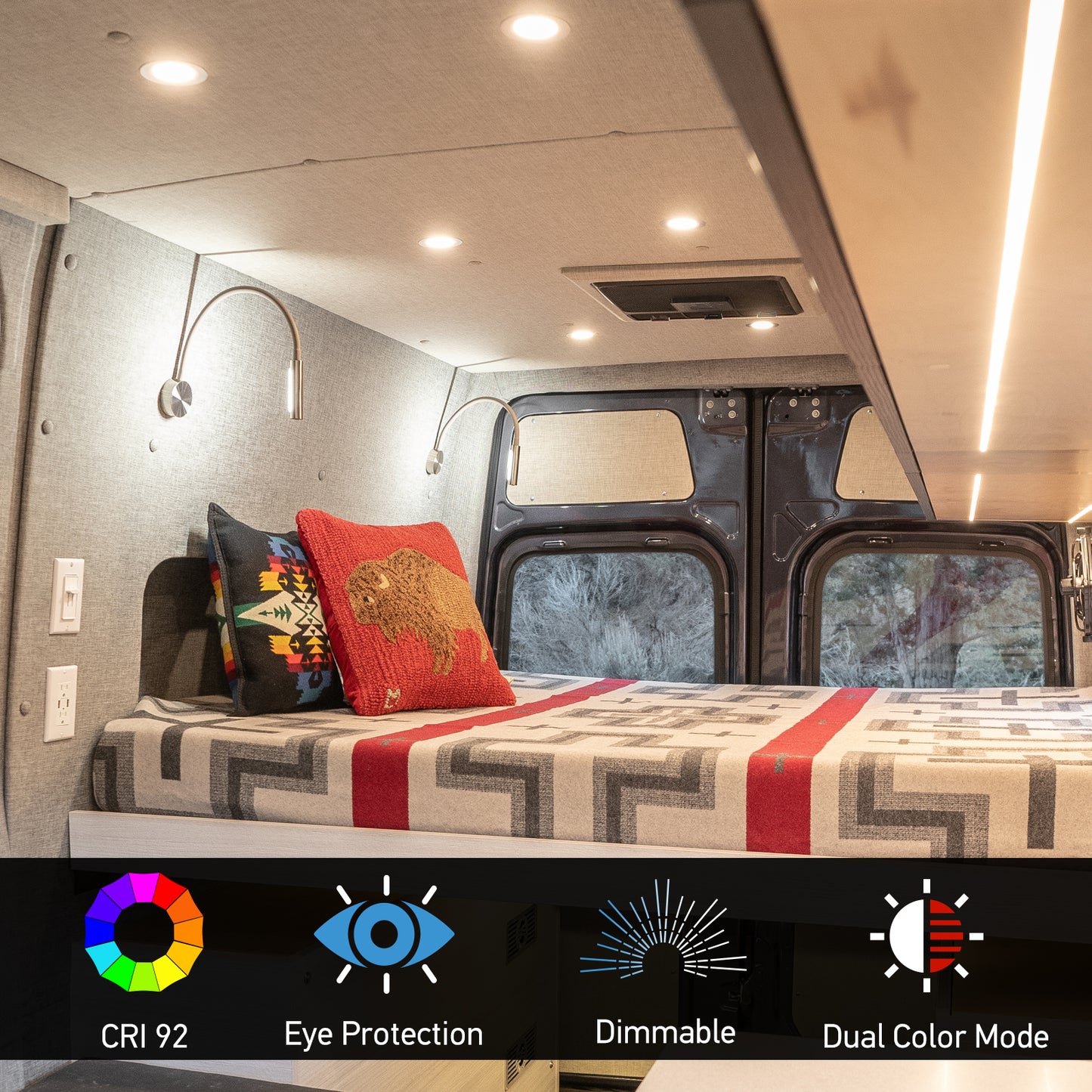 12V LED Reading Light RV Boat LED Inbuilt USB Charger & Red Night Light Flexible Gooseneck Wall Lamp for Caravan Boat, 4000K Hard-wired