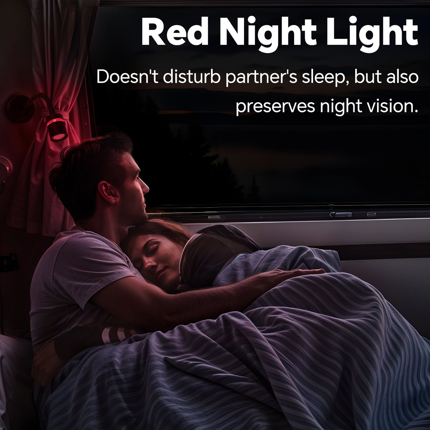 RV 12V LED Reading Light Dimmable 4000K & Red Nightlight Built-in 20W Type-C Charger Flexible Gooseneck, 12 Volt Bedside Lamp for Boat Motorhome Caravan, Surface Mount 2 Pack