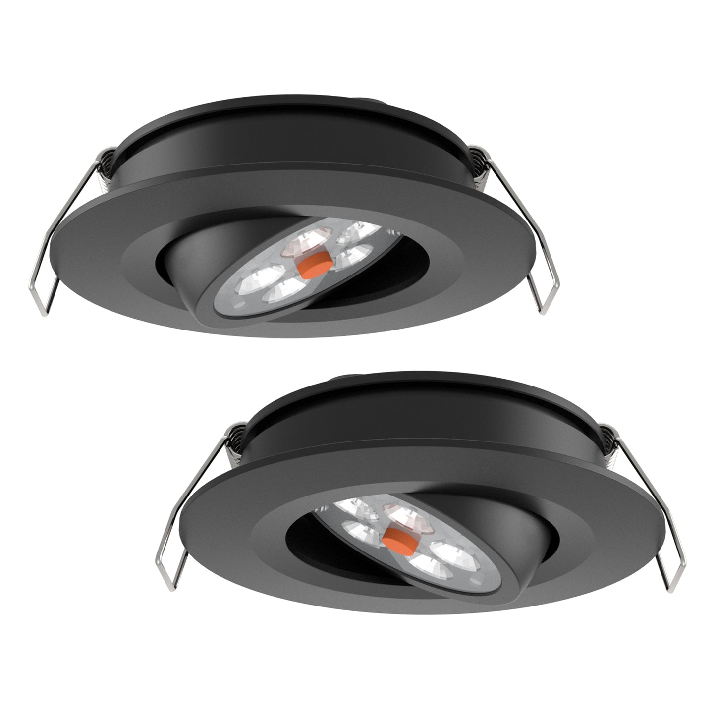 12V LED Puck Light, RV Boat Swivel Recessed LED Interior Light, 36° Beam Angle Vertical 70° Adjustment,Full Aluminum Downlights,3 Inch Inbuilt Dimmer Switch & Red Nightlight, Black