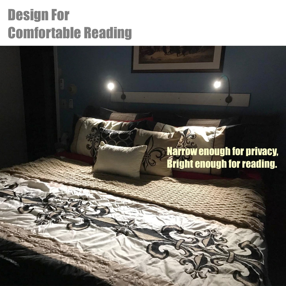 acegoo Minimalist Wall Mounted Bedside Reading Light Flexible Gooseneck Lamp with USB Charger, Headboard Dimmable Book Light-in Power Adapter