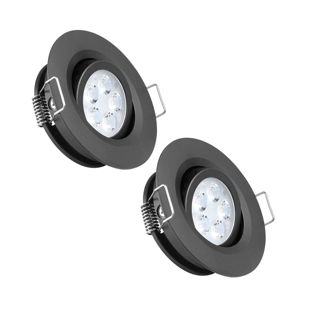 12V LED Puck Light RV Swivel Recessed Spotlight 36° Beam Angle Vertical 70° Adjustment,Full Aluminum Diameter 2-3/4 Inch Black