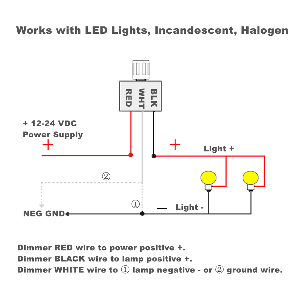 12V Dimmer Switch, RV Light High Side PWM Dimming Switch for Boat Van Truck Cars, Works with Dimmable LED Light