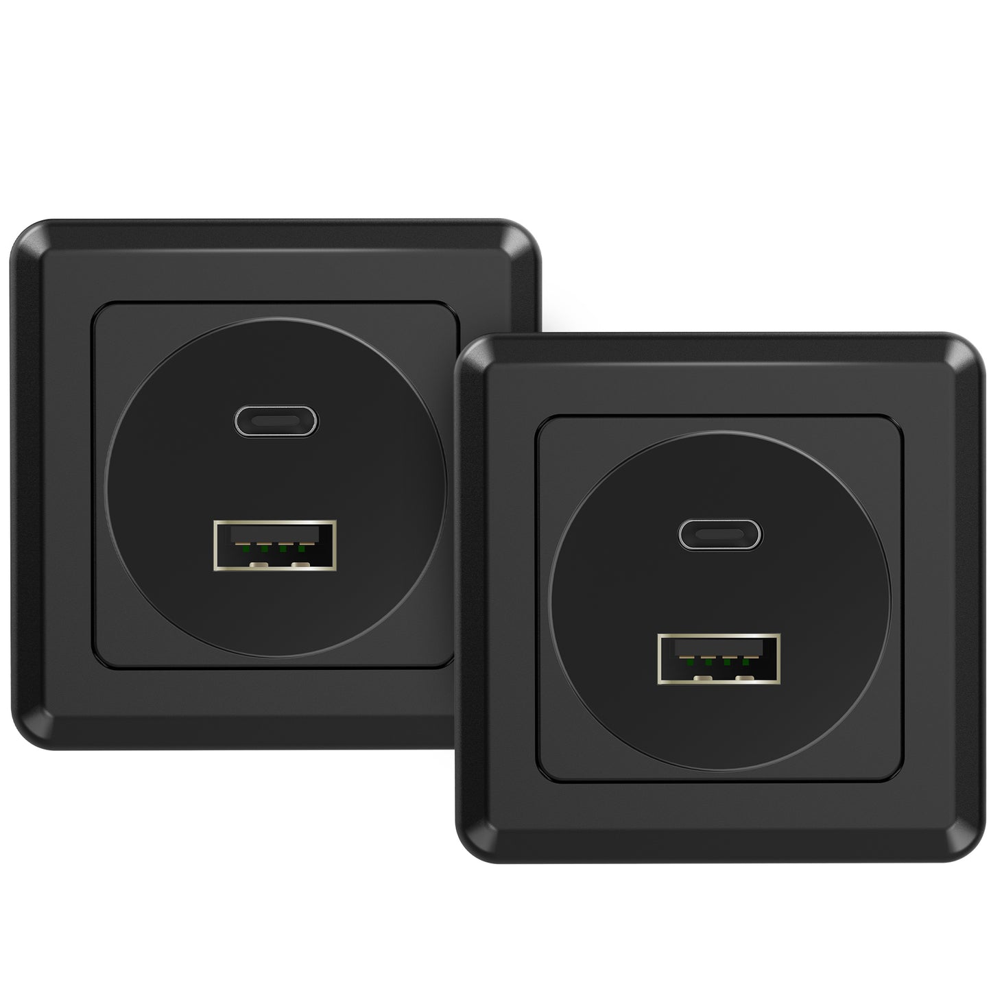 RV USB Outlet 12V Wall Mount,PD3.0 24W & QC3.0 18W 12V Aluminum with Black Faceplate