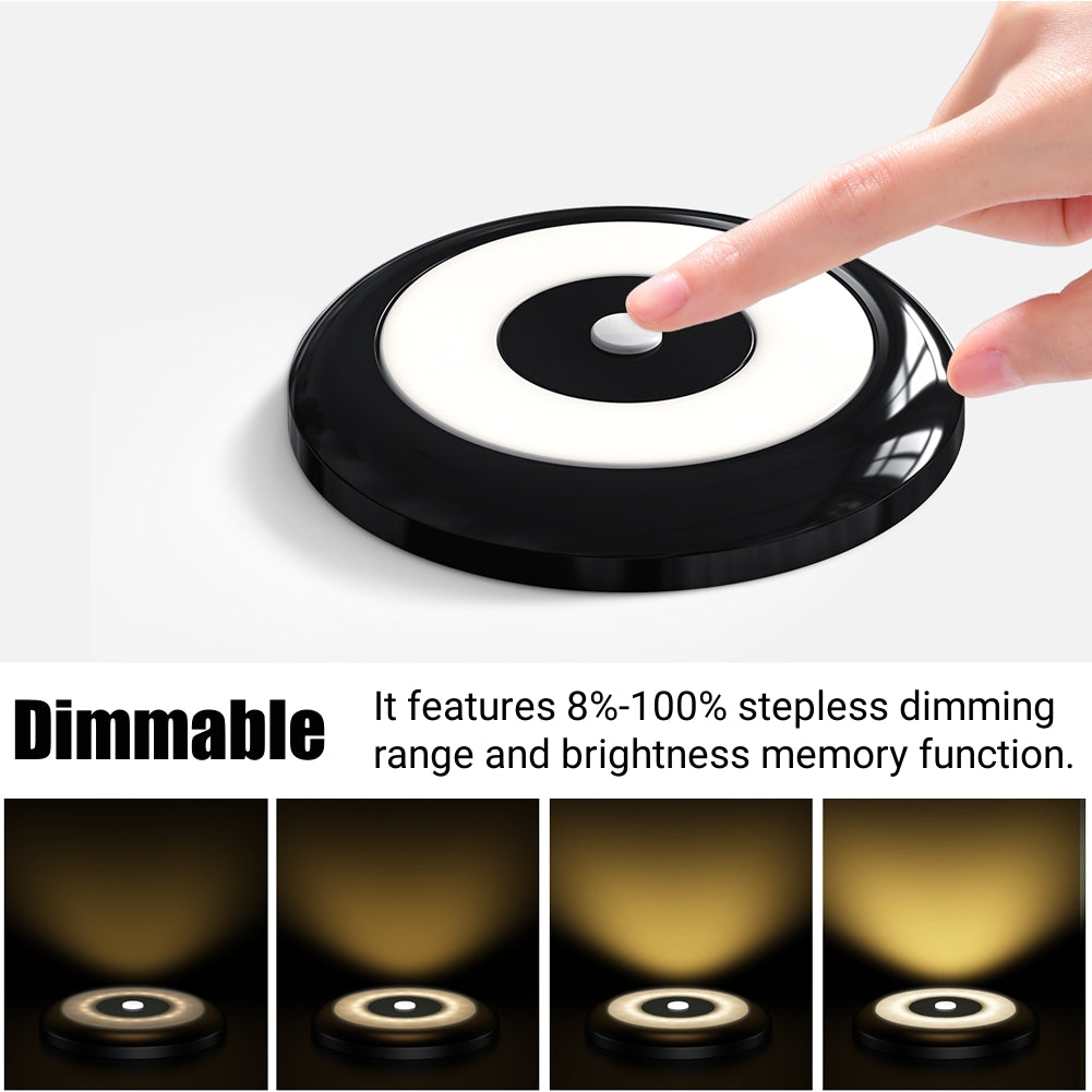 RV 3” LED Puck Light 12V Dimmable Under Cabinet Down Light, Surface Mount Ceiling Light for RV Boat Camper Van Truck Trailer, Inbuilt Dimmer Switch & Blue Nightlight, CRI90 Black