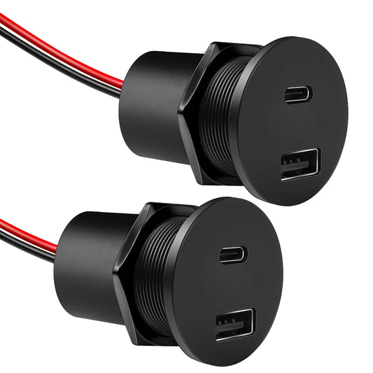 12V USB Outlet 48W Aluminum USB Charger Socket Dual Port Fast Charging Recessed Mount for RV Boat