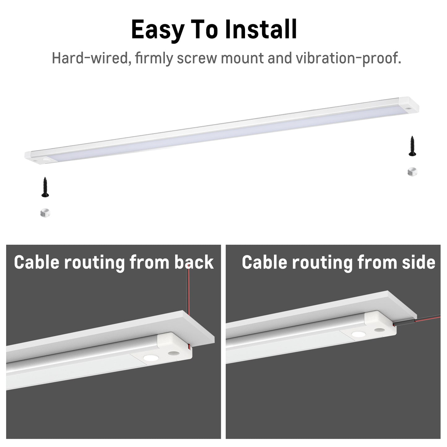 RV 12V Under Cabinet LED Lighting Linear Light Bar with Integral Dimming Switch & Red Light, Screw Mount(16.5 inch)