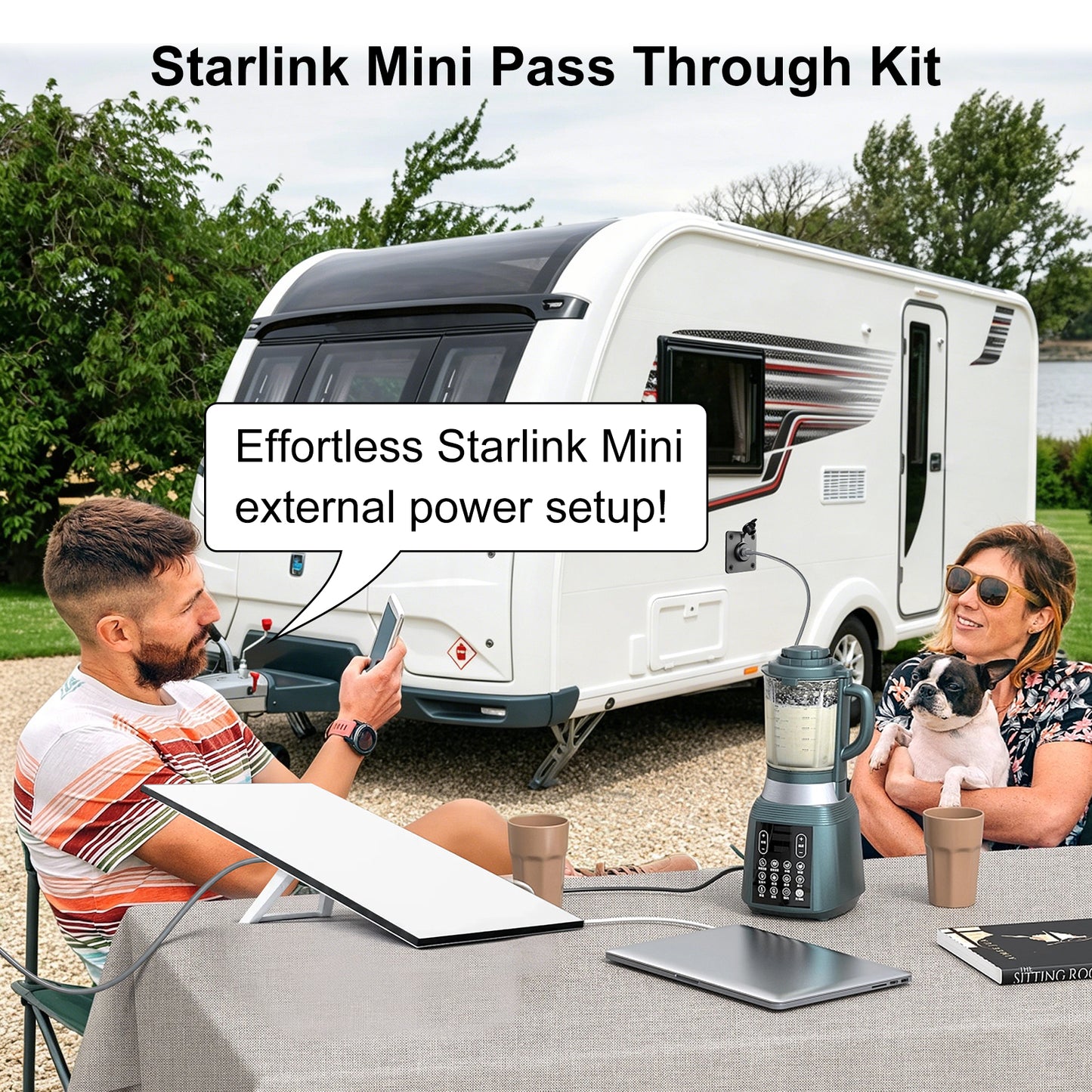 for Starlink Mini DC Female Power Socket, Aluminum Wall Pass Through Kit