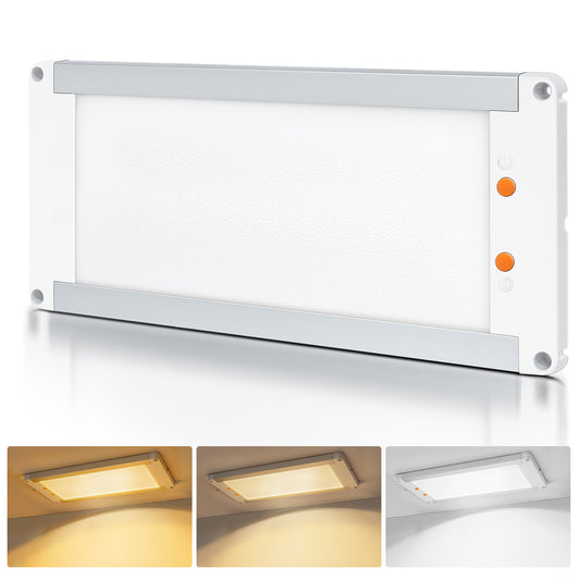 12V LED Ceiling Light Full Aluminum 11W, 3 Color Temperature Switchable, Dimmable Panel Lamp for RV Boat Trailer, 32.5cmX14.5cm 1180 Lumen