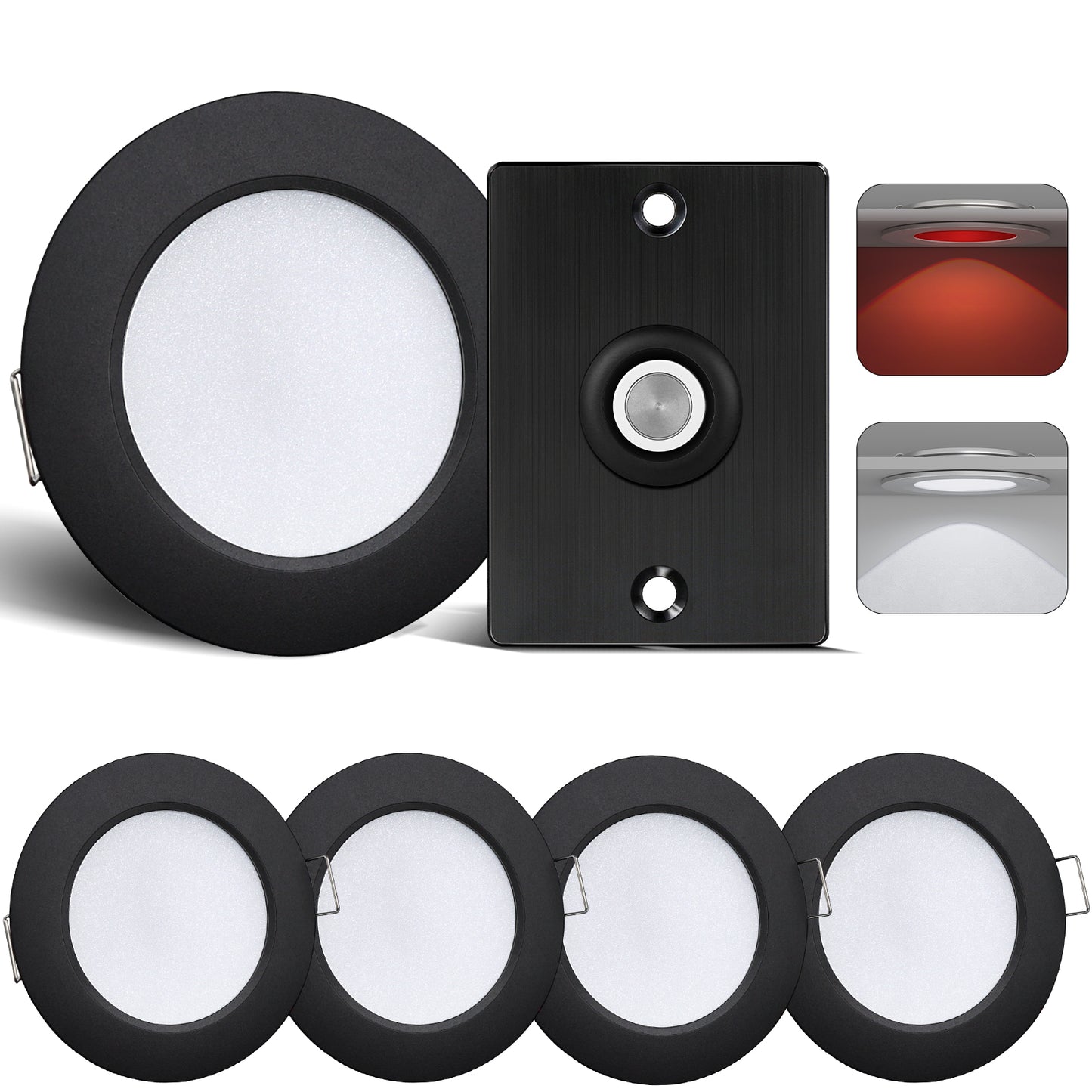 RV 3” Recessed Puck Light Kit, 12V Bi-color LED Downlight Full Aluminum for Boat Camper Van Trailer Motorhome, 3W CRI90+ Dual Color (12V Dimmer included)