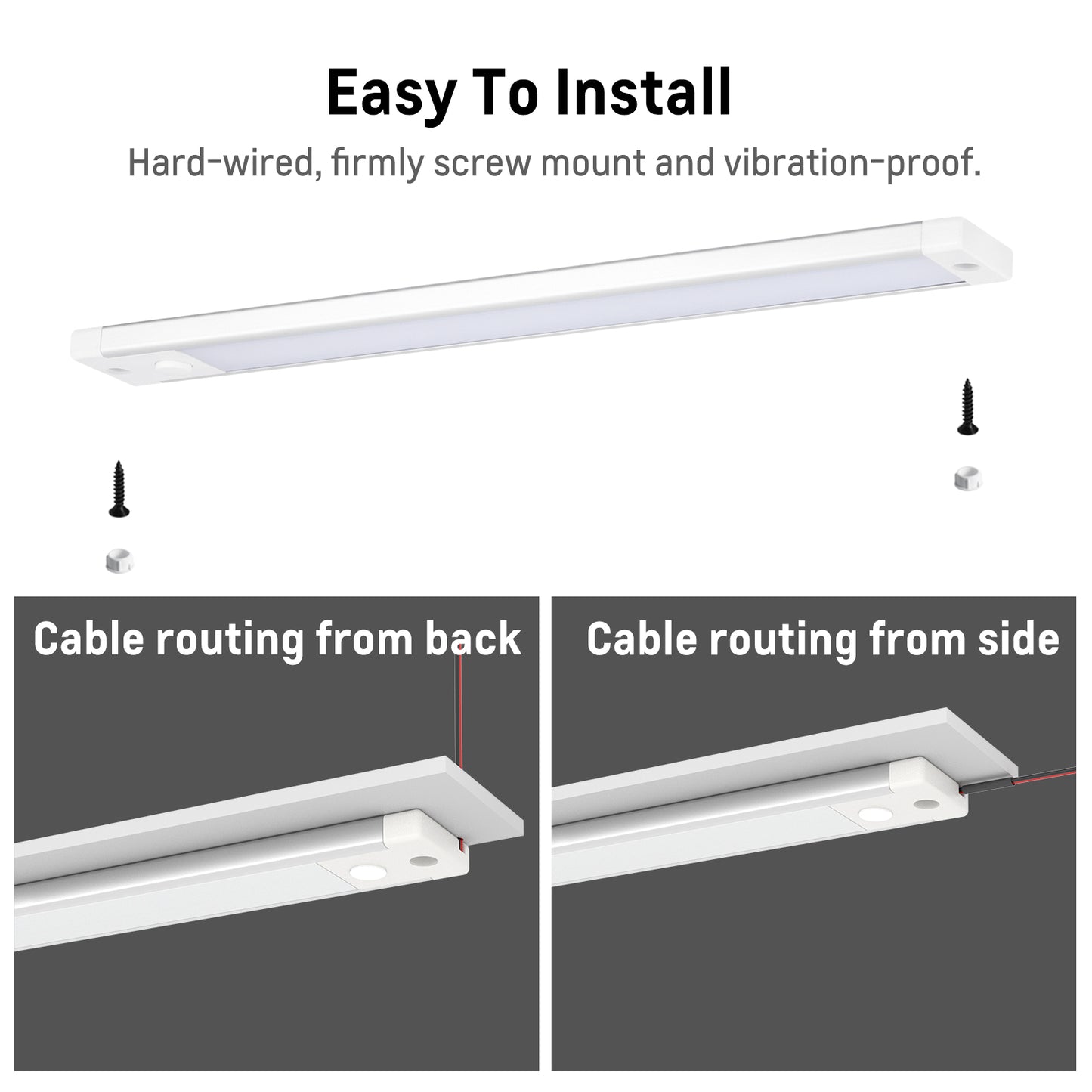 RV Dimmable Under Cabinet LED Lighting 12V Linear Light Bar with Integral Dimming Switch & Red Light, Screw Mount Hard-Wired CRI90+ 12 Inches 2 Pack