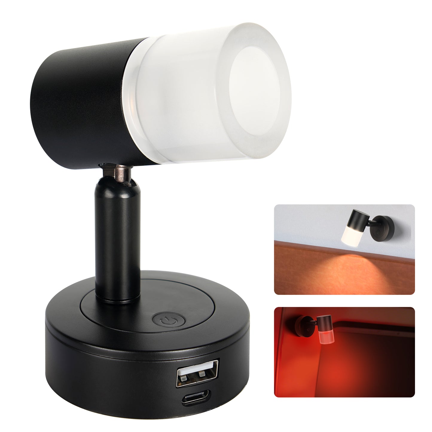 12V Reading Light RV 3200K/Red Night Light Built-in USB-A 18W & USB C 20W Charger