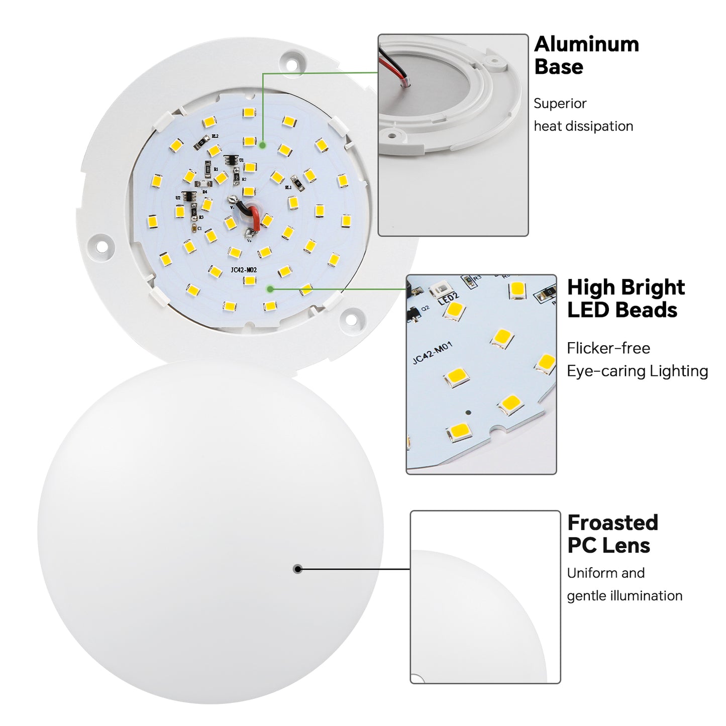 12V LED Ceiling Dome Light, RV Interior Puck Light, Overhead Panel Light CRI 90+ Surface Mount DC 12V 6-Pack