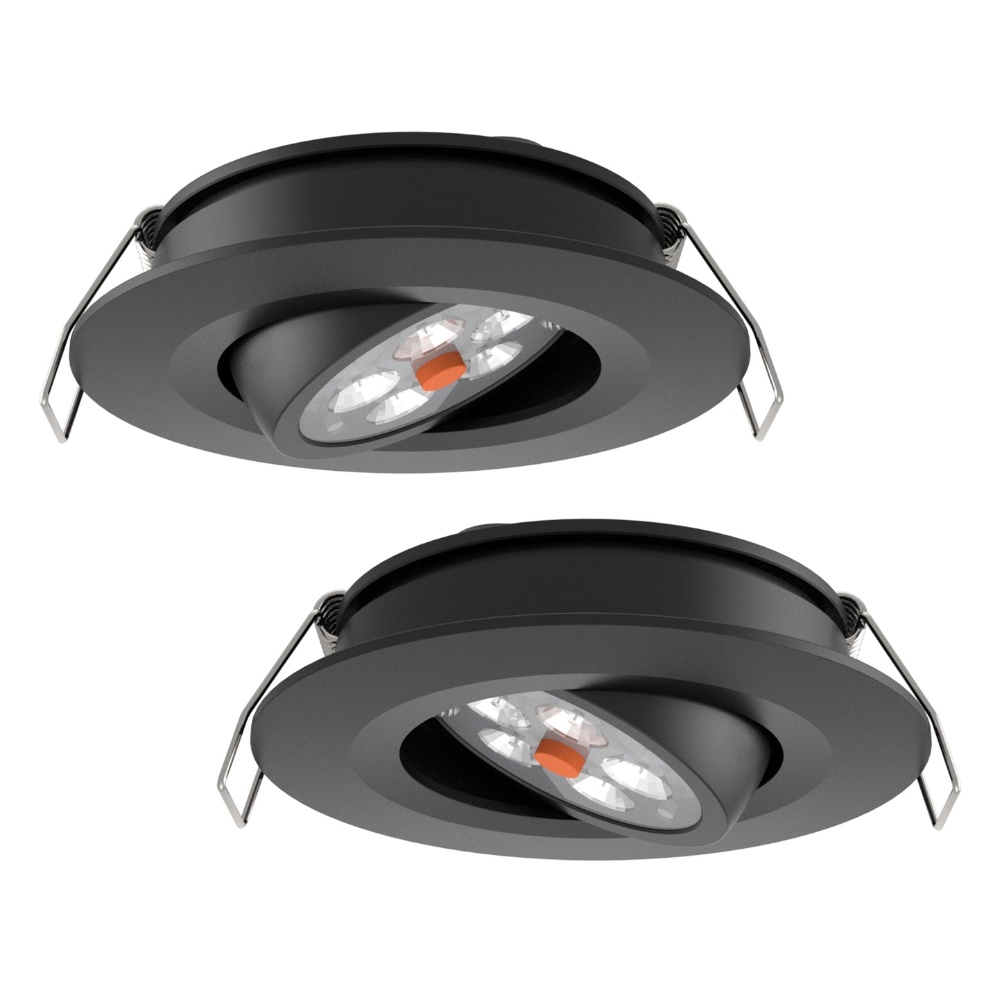 Swivel RV Light Recessed Puck Light 12V LED RV Interior Light, 36° Beam Angle Vertical 70° Adjustment,Full Aluminum Downlights,3 Inch Inbuilt Dimmer Switch & Red Nightlight, Black