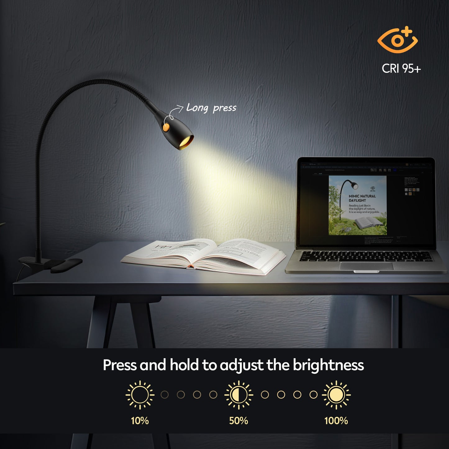 Reading Light for Clip on Lamp 3000K/Amber Light with USB-C Adapter