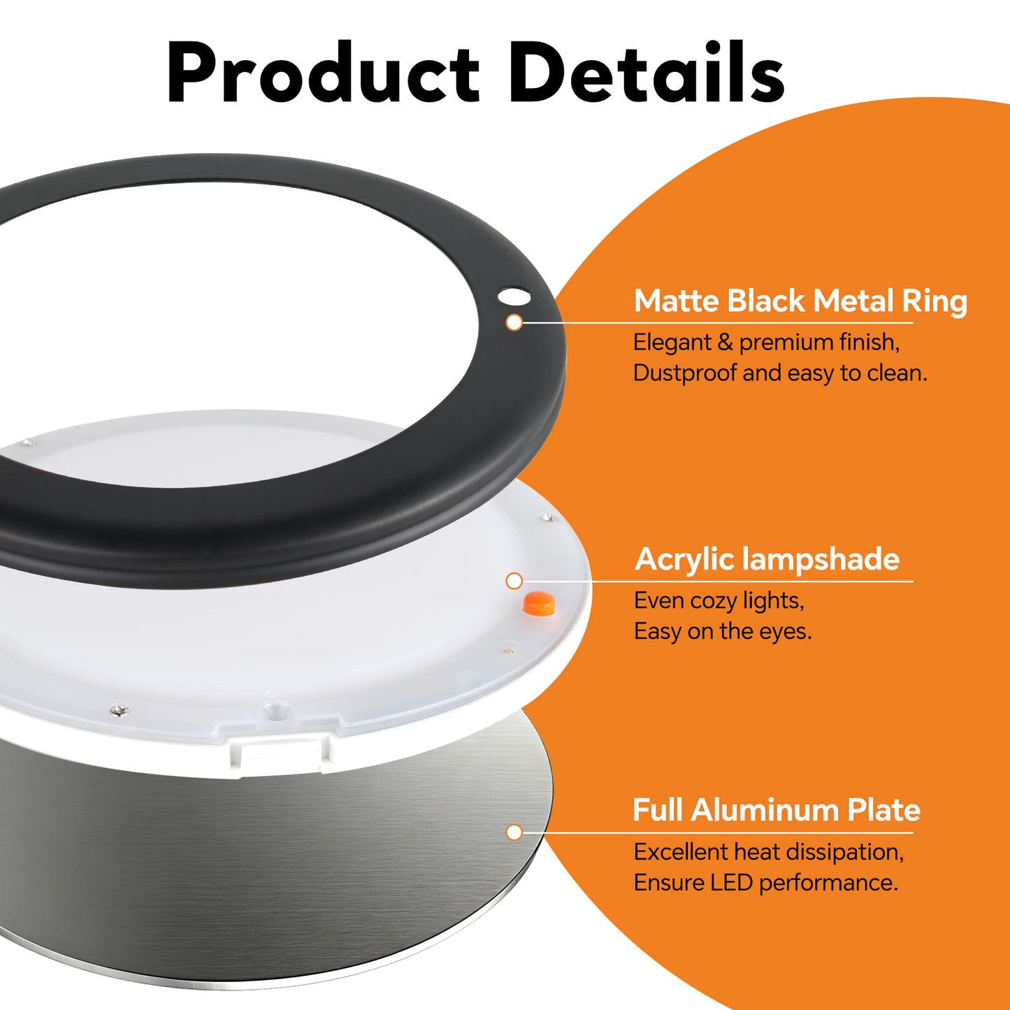 12V Metal Ceiling Dome Light Campervan Boat 3 CCT 2700K/4000K/6000K Switchable & Dimmable, Surface Mount LED for Motorhome Camper Trailer Interior Lighting