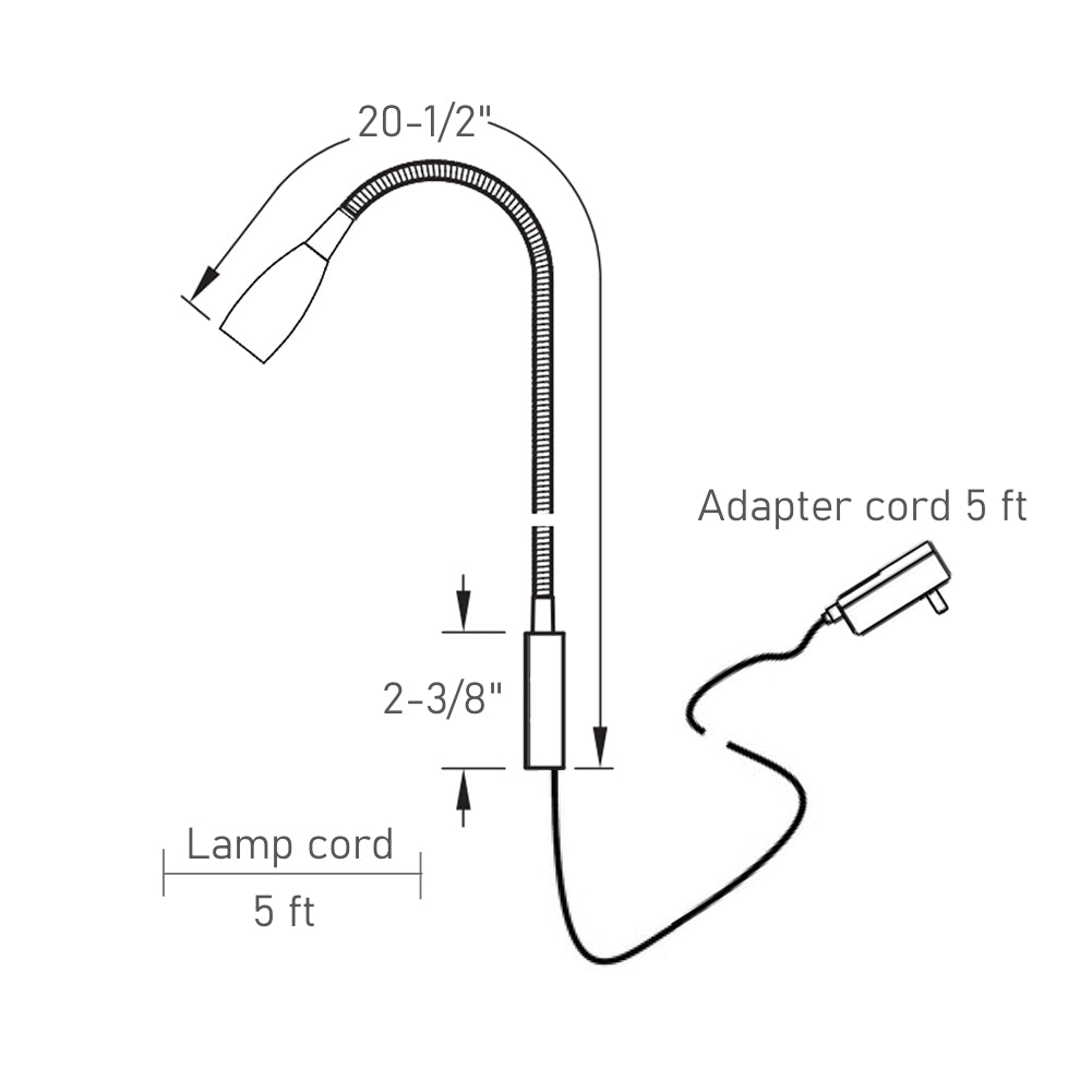 Bedside LED Reading Light Flexible Gooseneck Wall Lamp with USB Charger, Headboard Dimmable Book Light