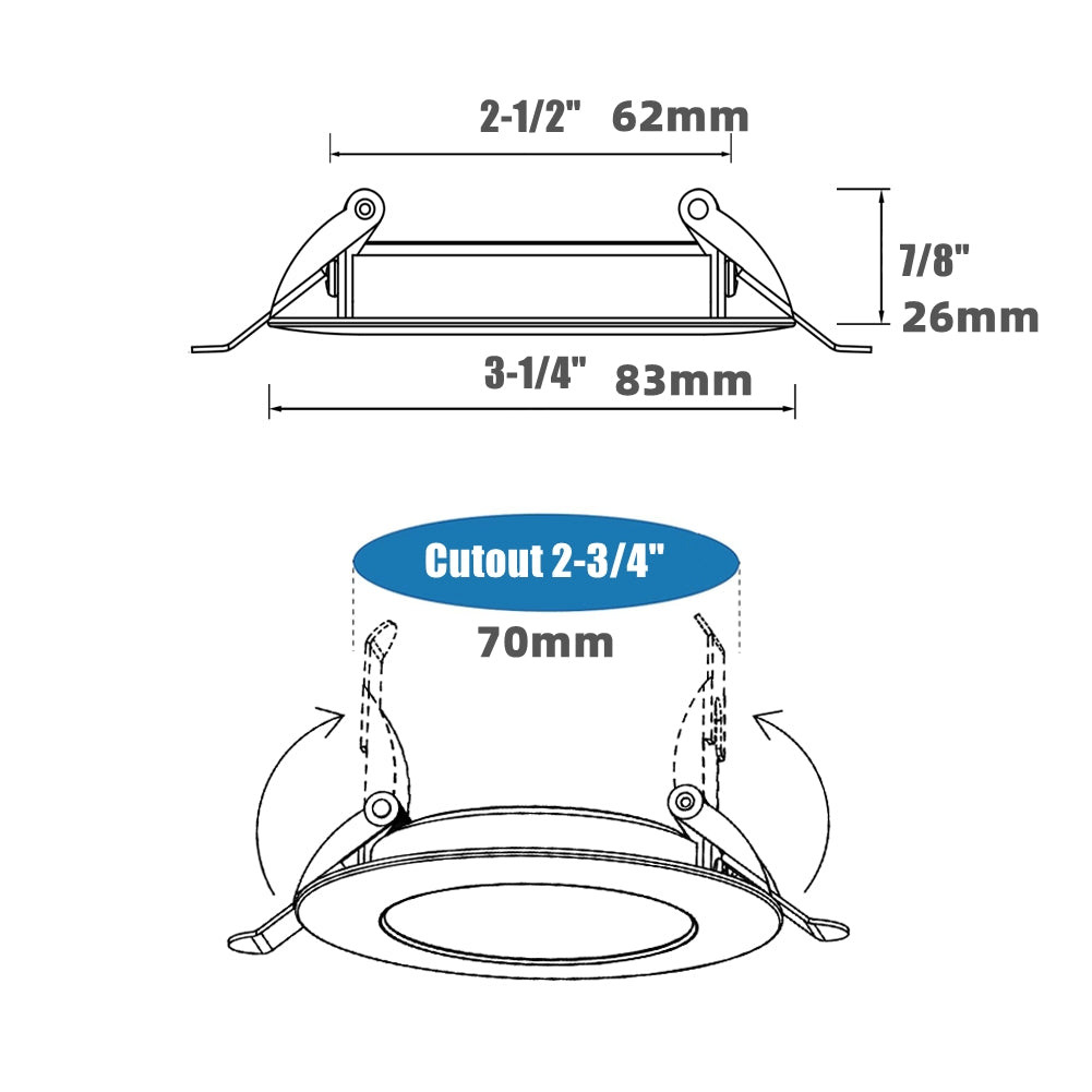 RV Recessed LED Ceiling Light 12V Overhead LED Puck Light for Camper Van Travel Trailer Truck Boat Interior Lighting 3-1/4 Inch Flush Mount Full Aluminum CRI 90+ Silver