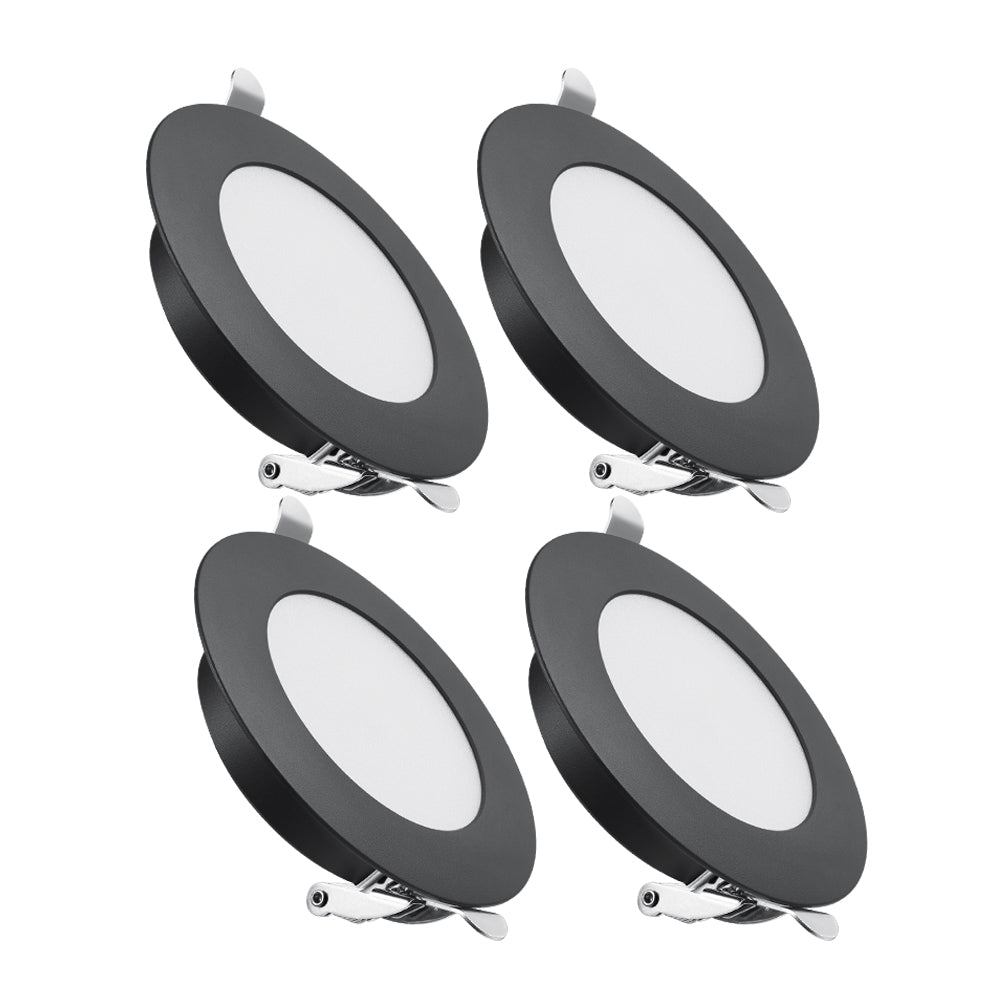 RV Recessed LED Ceiling Light 12V Overhead LED Puck Light 3-1/4 Inch Flush Mount Full Aluminum CRI 90+ Black