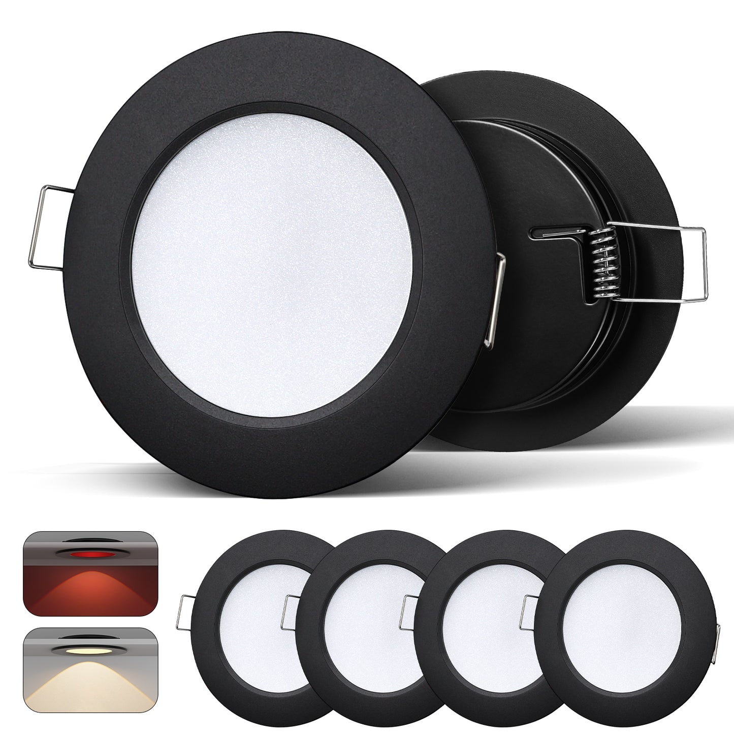 RV 3” Recessed Puck Light, 12V Bi-color for Boat Camper Van, 3W CRI90+ Dual Color  (Note:Works with acegoo 12V dual-mode dimmer)