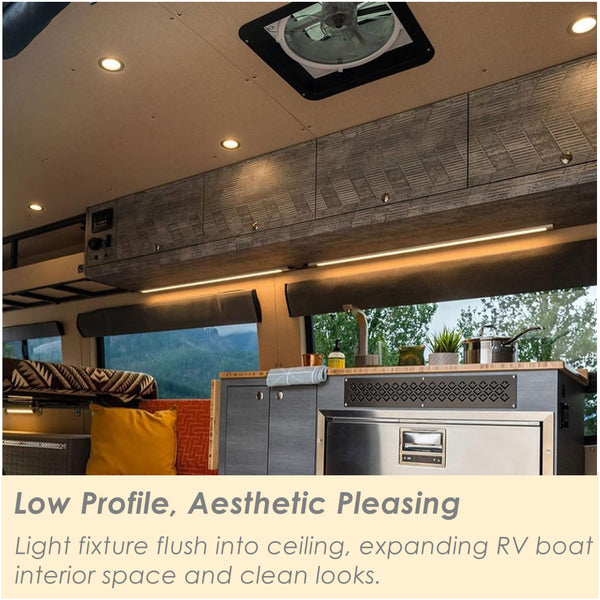 12V LED Puck Light, RV Boat Overhead Recessed Mount Ceiling Light, 12V Down Light for  Camper Vans Truck Motorhome Sailboat Interior Lighting, 6 Pack