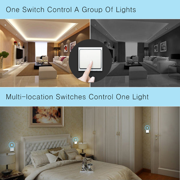 Acegoo Wireless Lights Switch Kit - Self-Powered Battery Free Transmitter with Receiver Remote Control House Lighting & Appliances (Switch, Receiver Included) 10A